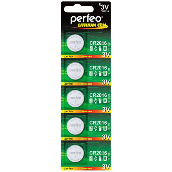 Батарейка Perfeo CR2016-5BL Lithium Cell