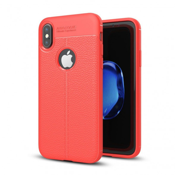 Чехол-накладка Litchi Grain для iPhone X (красный)