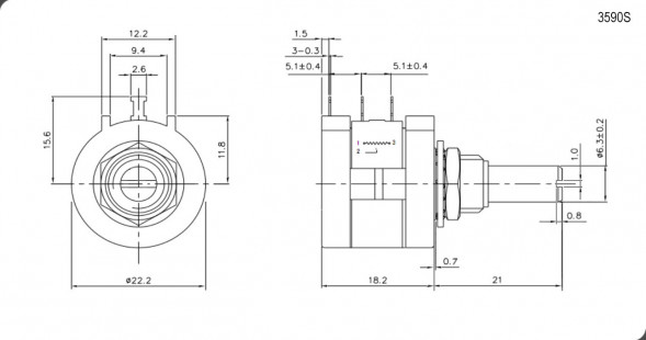 3590S-2 100 Ом Потенциометр (Резистор переменный)