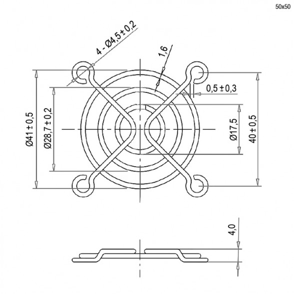 Решетка 50x50mm вентиляторная металлическая