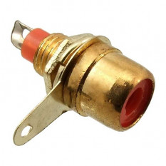 7-0234R GOLD / RS-115G, RCA красное гнездо на панель (зол.)