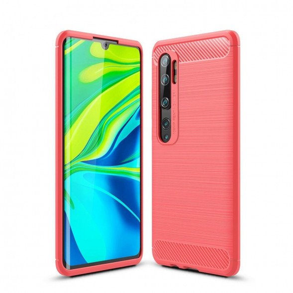 Чехол Carbon Fibre для Xiaomi Mi Note 10, Mi Note 10 Pro, Mi CC9 Pro (красный)