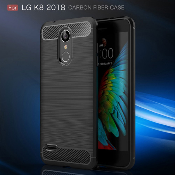 Чехол накладка Carbon Fiber для LG K8 (2018) (черный)