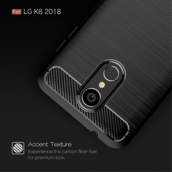 Чехол накладка Carbon Fiber для LG K8 (2018) (черный)