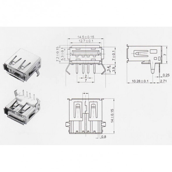 Разъем USB-A 2.0 (F)