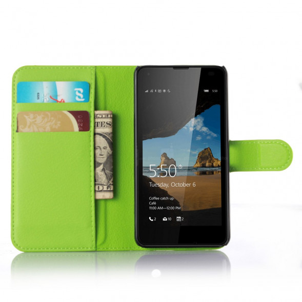 Чехол книжка с визитницей для Microsoft Lumia 550 (Зеленый)