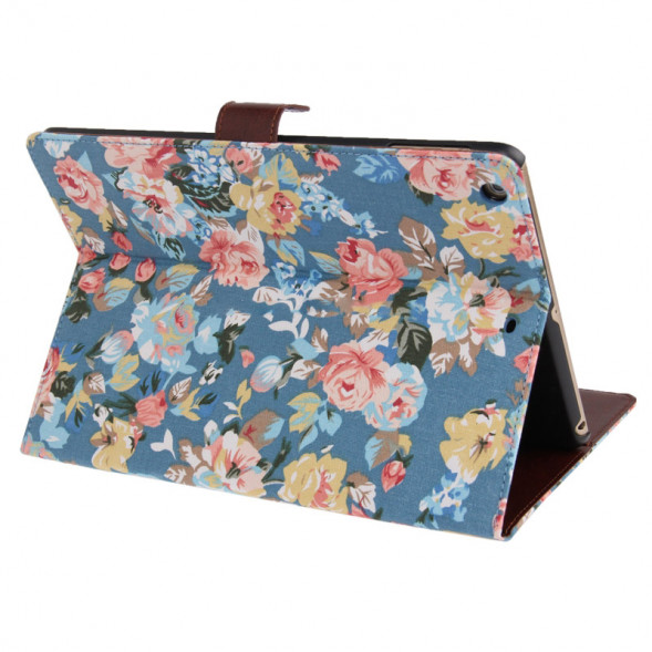 Чехол книжка с цветами для iPad Air (Голубой)