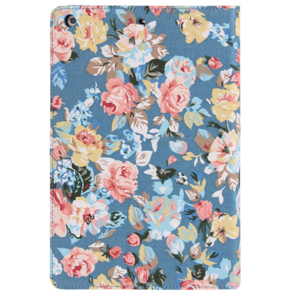Чехол книжка с цветами для iPad Air (Голубой)