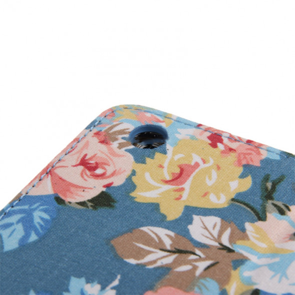 Чехол книжка с цветами для iPad Air (Голубой)