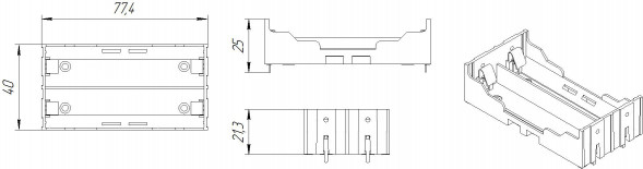 Battery Holder for Li-ion 2X18650 Батарейный отсек на плату