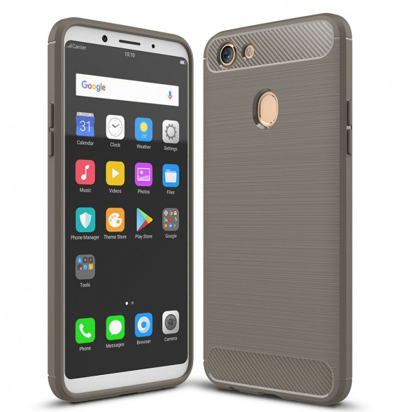 Чехол накладка Carbon Fibre для OPPO F5 (серый)