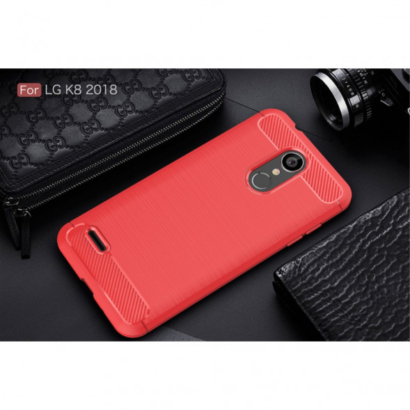 Чехол накладка Carbon Fiber для LG K8 (2018) (красный)