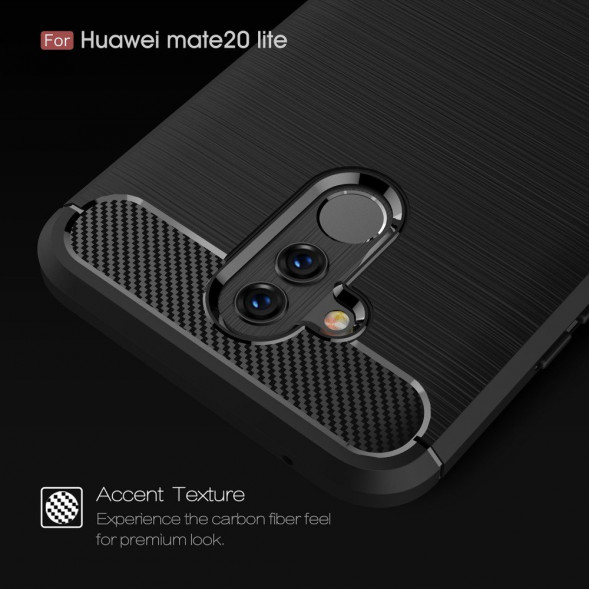 Чехол Carbon Fibre для Huawei Mate 20 Lite (черный)