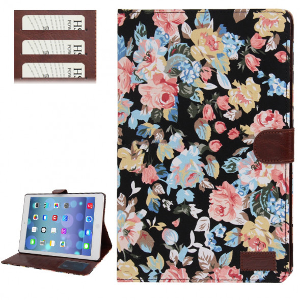Чехол книжка с цветами для iPad Air (Черный)