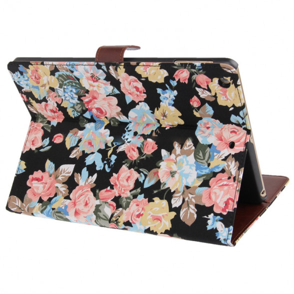 Чехол книжка с цветами для iPad Air (Черный)
