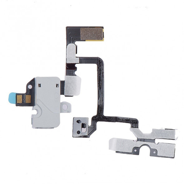 Шлейф с аудио разъемом и кнопками громкости для Apple iPhone 4 (Белый)