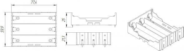 Battery Holder for Li-ion 3X18650 Батарейный отсек на плату