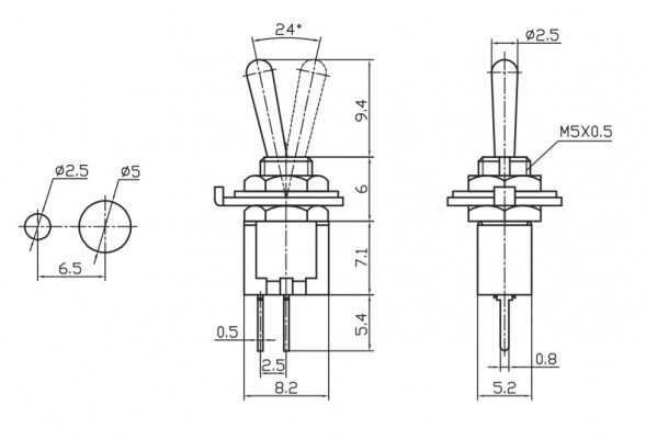 SMTS-101-A2 on-off Тумблер переключатель