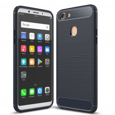 Чехол накладка Carbon Fibre для OPPO F5 (темно-синий)