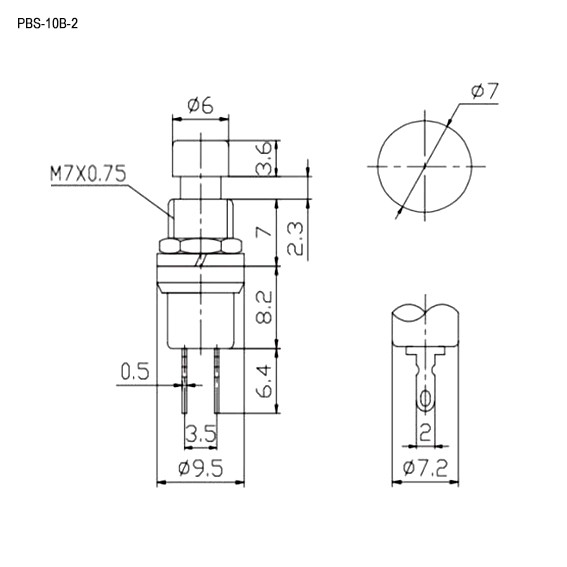 PBS-10B-2 off-(on) красный переключатель кнопочный