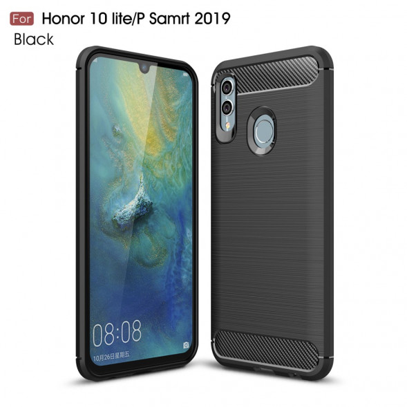 Чехол накладка Carbon Fibre для Huawei Honor 10 Lite, P Smart (черный)