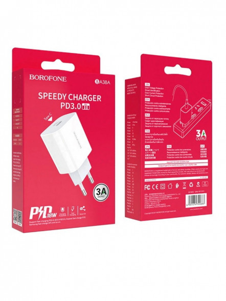 Сетевое зарядное устройство Borofone BA38A Speedy PD3.0 Type-C (белый)