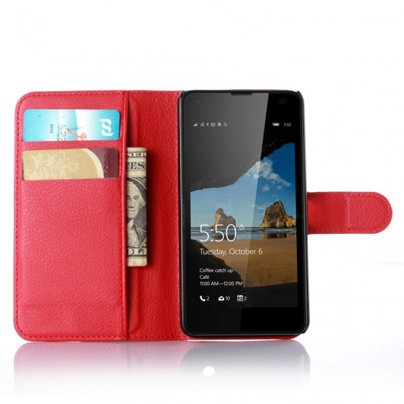 Чехол книжка с визитницей для Microsoft Lumia 550 (Красный)