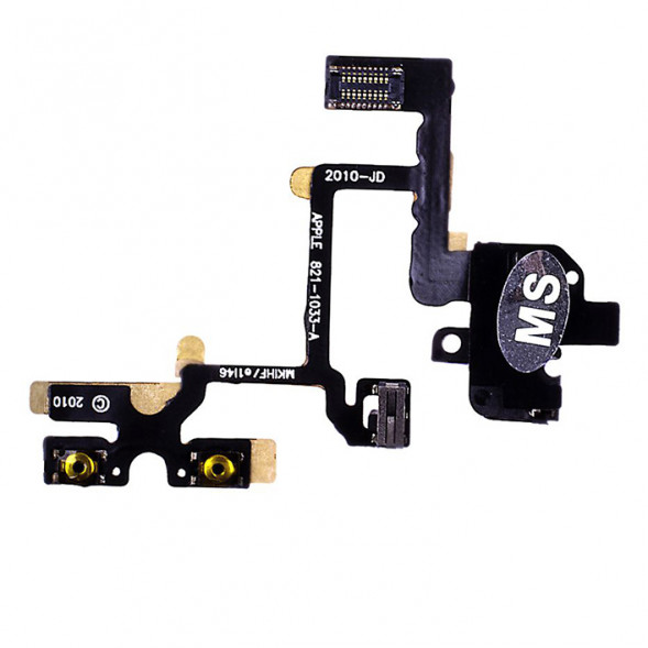 Шлейф с аудио разъемом и кнопками громкости для Apple iPhone 4 (Черный)