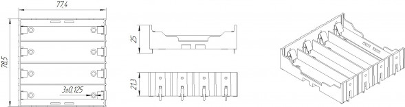Battery Holder for Li-ion 4X18650 Батарейный отсек на плату
