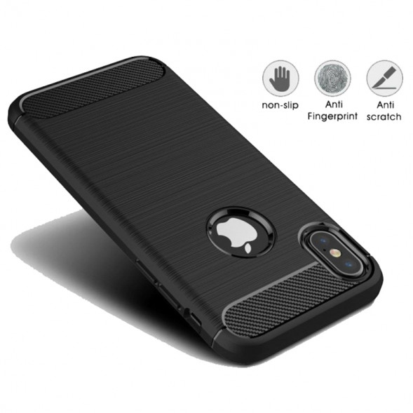Чехол Carbon Fibre для iPhone X (темно-синий)