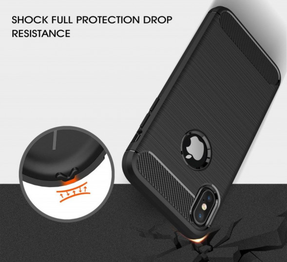 Чехол Carbon Fibre для iPhone X (темно-синий)