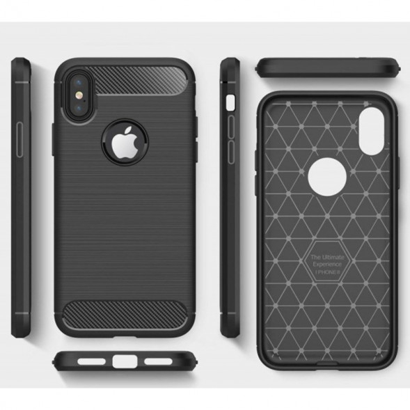 Чехол Carbon Fibre для iPhone X (темно-синий)