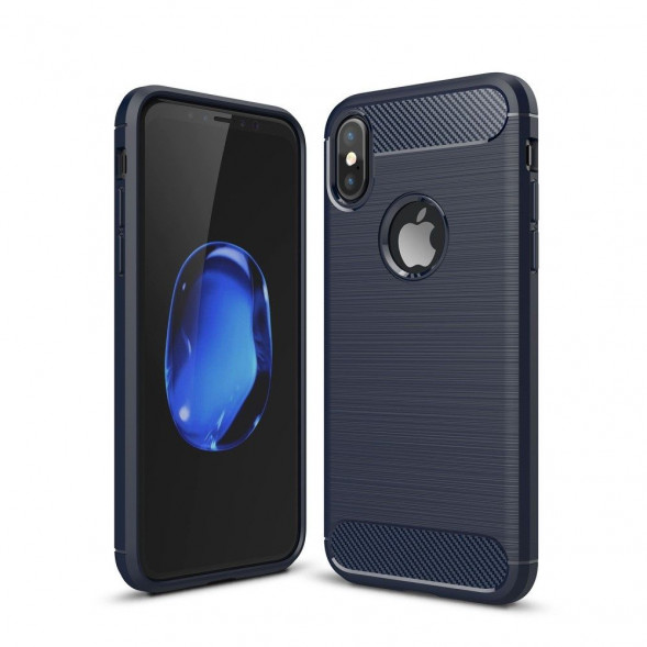 Чехол Carbon Fibre для iPhone X (темно-синий)
