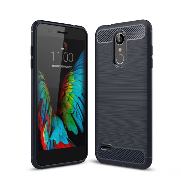 Чехол накладка Carbon Fiber для LG K8 (2018) (темно-синий)