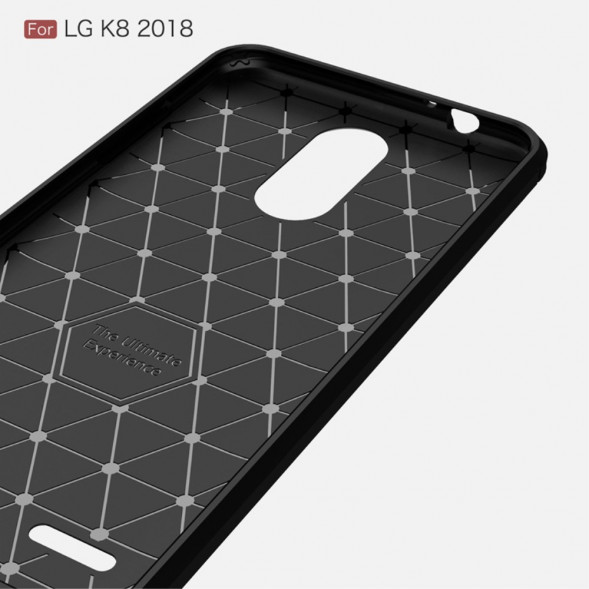 Чехол накладка Carbon Fiber для LG K8 (2018) (темно-синий)