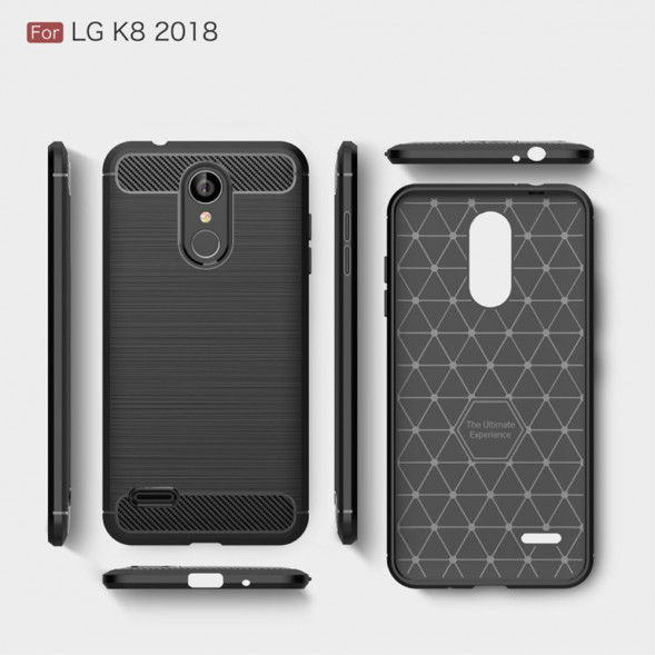 Чехол накладка Carbon Fiber для LG K8 (2018) (темно-синий)