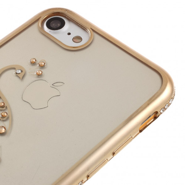 Чехол бампер Shengo со стразами для iPhone 8 / 7 (павлин/золото)