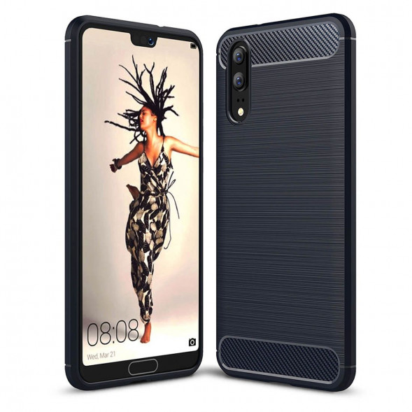 Чехол Carbon Fibre для Huawei P20 (темно-синий)