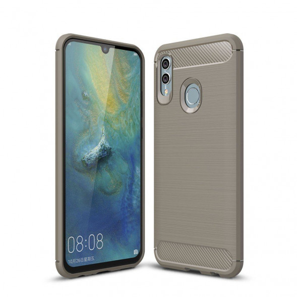 Чехол накладка Carbon Fibre для Huawei Honor 10 Lite, P Smart (серый)