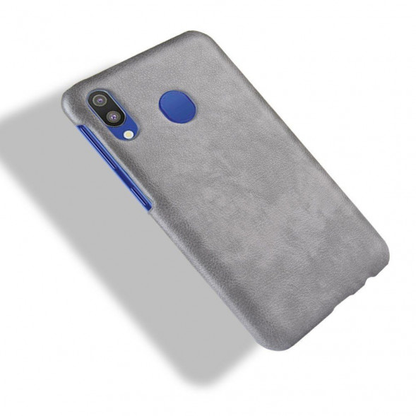Кожаный чехол Litchi Texture для Samsung Galaxy M20 (серый)