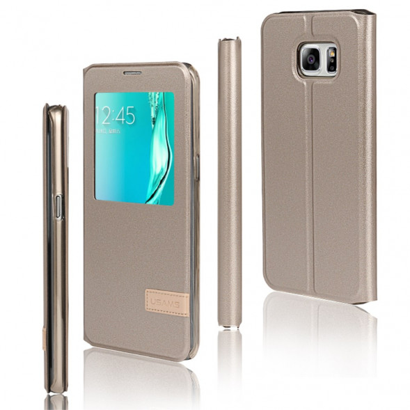 Чехол Usams с окном информации для Samsung Galaxy S6 EDGE+ G928 (Золотистый)