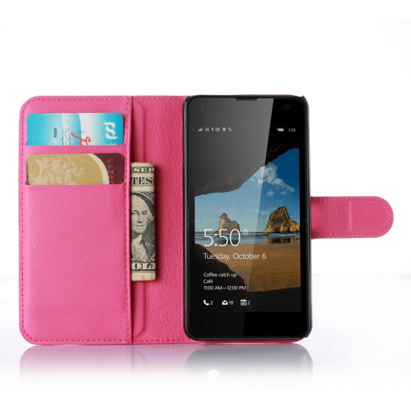 Чехол книжка с визитницей для Microsoft Lumia 550 (Малиновый)