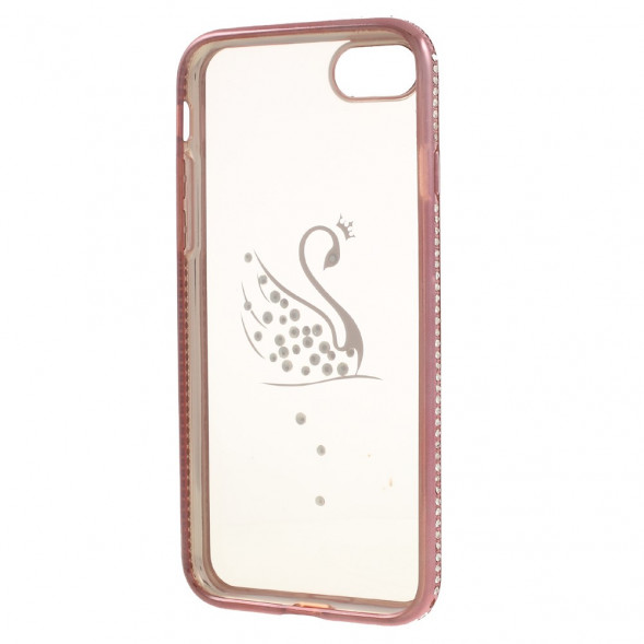 Чехол бампер Shengo со стразами для iPhone 8 / 7 (лебедь/розовое золото)