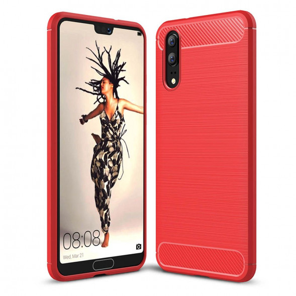 Чехол Carbon Fibre для Huawei P20 (красный)