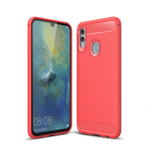 Чехол накладка Carbon Fibre для Huawei Honor 10 Lite, P Smart (красный)