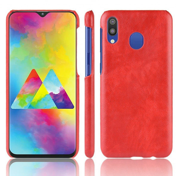 Кожаный чехол Litchi Texture для Samsung Galaxy M20 (красный)