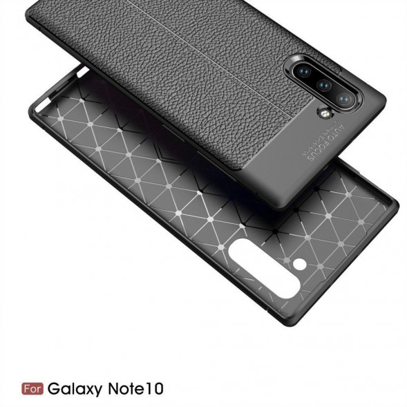 Чехол Litchi Grain для Samsung Galaxy Note 10 N970 (черный)