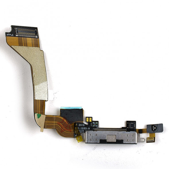 Шлейф с разъёмом зарядки и микрофоном для Apple iPhone 4 (Черный)