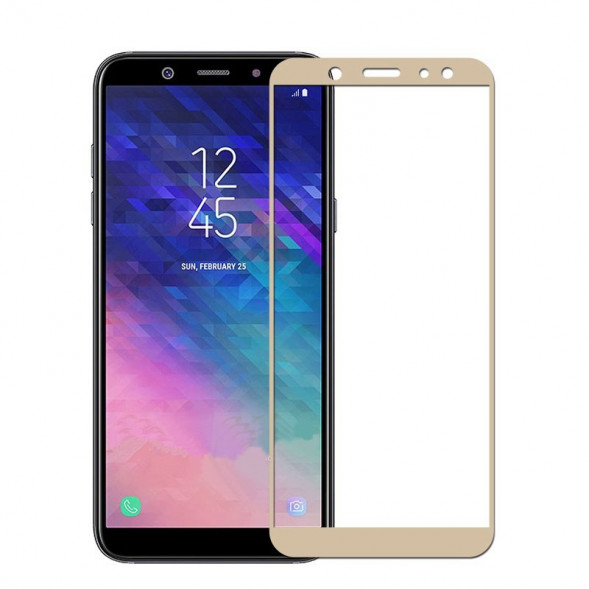 3D Защитное стекло для Samsung Galaxy A6+ Plus (золото)