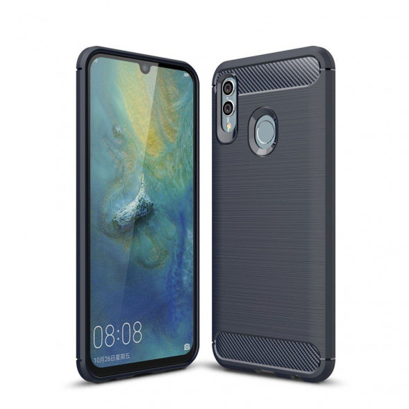 Чехол накладка Carbon Fibre для Huawei Honor 10 Lite, P Smart (синий)